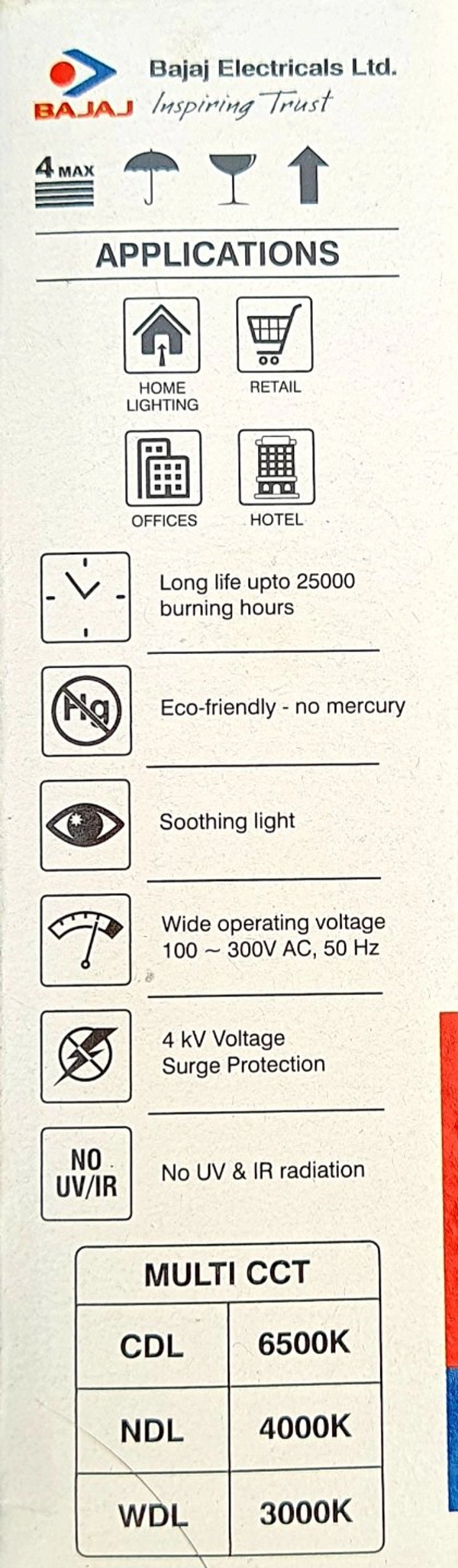BAJAJ  HYPERION LED MULTI CCT 5W SQURE