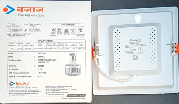 BAJAJ IVORA PLUS 12W SQ DOWNLIGHT CDL