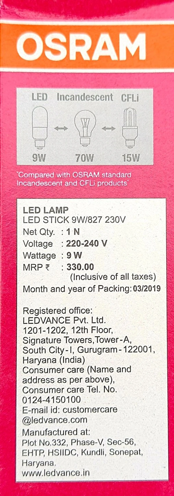 OSRAM LED VALUE STICK 9W/2700K E27