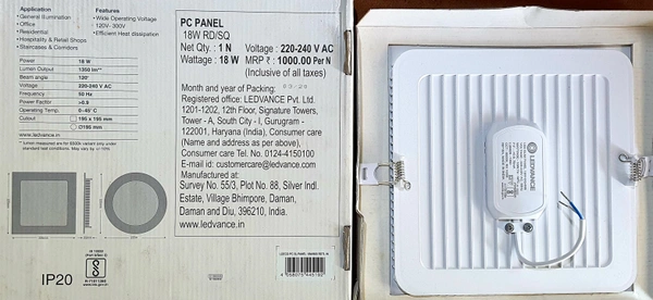 LEDVANCE LED PC18W/6500K PANAL DOWNLIGHT  □195MM