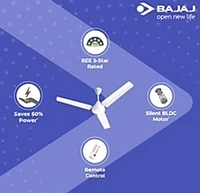BAJAJ ENERGOS 26 BLDC 5 STAR WHITE 1200MM WITH REMOTE