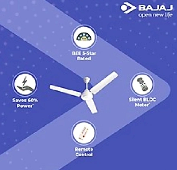 BAJAJ ENERGOS 26 BLDC 5 STAR WHITE 1200MM WITH REMOTE