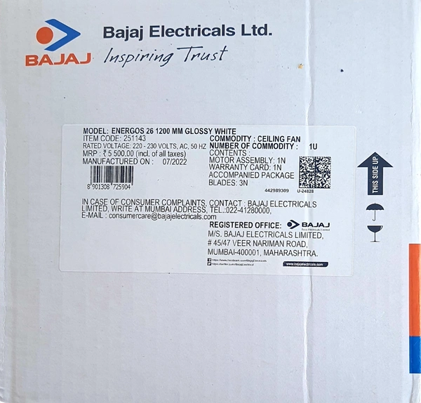 BAJAJ ENERGOS 26 BLDC 5 STAR BASE IVORY 1200MM WITH REMOTE