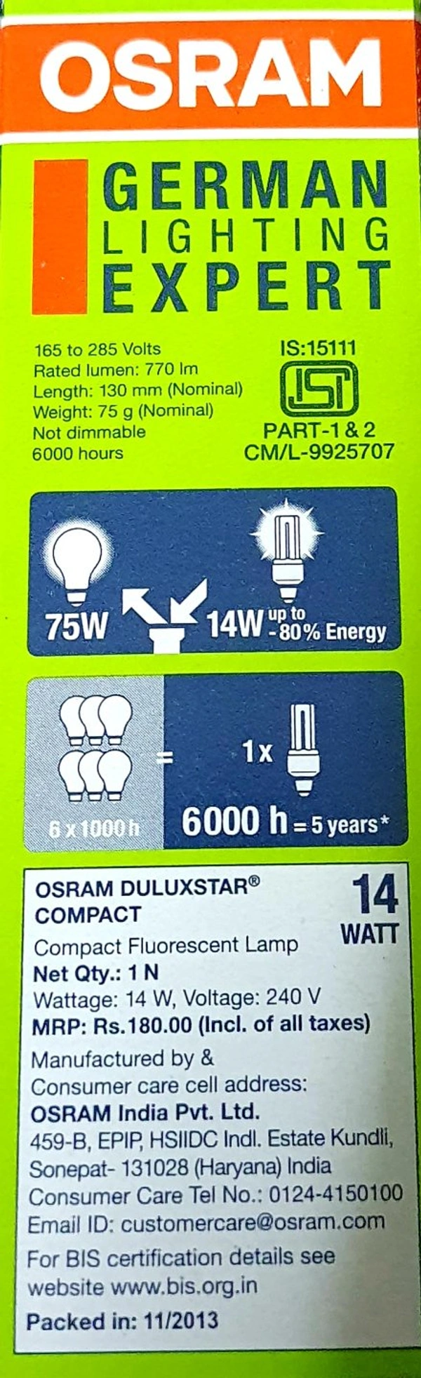 OSRAM CFL 14W/865C 3U GUINE