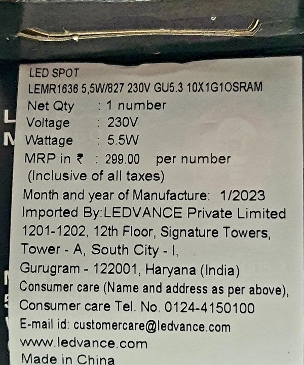 OSRAM LED SPOT LEMR16 36° 5.5W /865  230V GU5.3