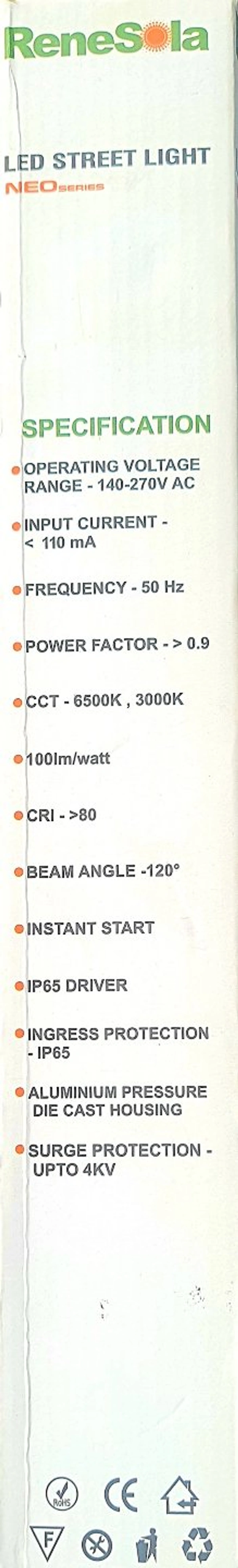 Renosola NEO 24w Street Light 6500k