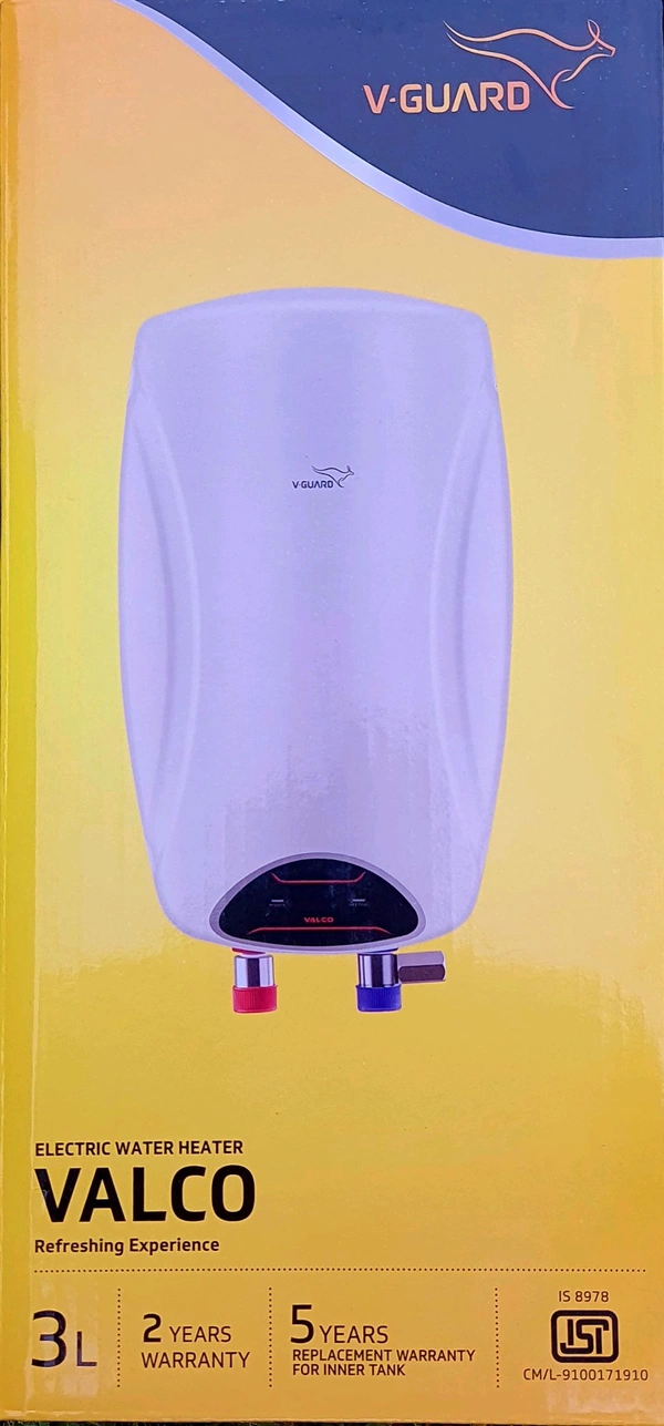 V GUARD 3LT VALCO ELECTRIC WATER HEATER WITH PIPES