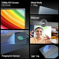 Zebronics ZEBRONICS NBC 3S Intel Core i3 12th Gen 1215U Laptop -(8 GB RAM 3200MHz/ 512 GB M.2 SATA SSD/Windows 11 Home) 15.6” 1080p,Dolby Atmos, Type C Port,Fingerprint Sensor, 38.5Wh Battery (Midnight Blue)