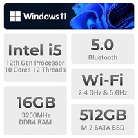 ZEBRONICS NBC 4S Intel Core i5 12th Gen 1235U Laptop- (8 GB RAM 3200MHz/512 GB M.2 SATA SSD/Windows 11 Home) 15.6” 1080p,Dolby Atmos, Type C Port, Fingerprint Sensor,38.5Wh Battery (Midnight Blue)