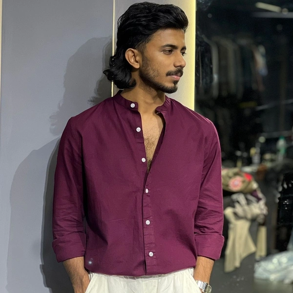 Chinese collar linen shirt (XL)