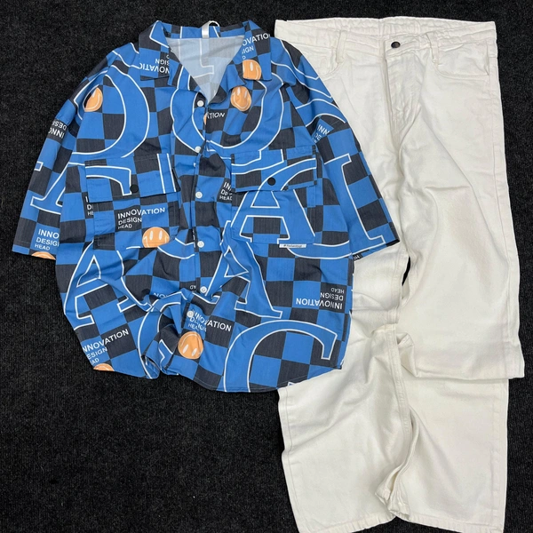 Premium Five Sleeve Shirt + Loose Fit Jeans (L)