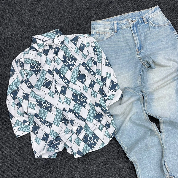 3/4 Sleeve Shirt + Loose Fit Jeans (XS,S,M)