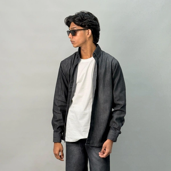 BLACK SOFT DENIM SHIRTS (LOG-S,M,L)