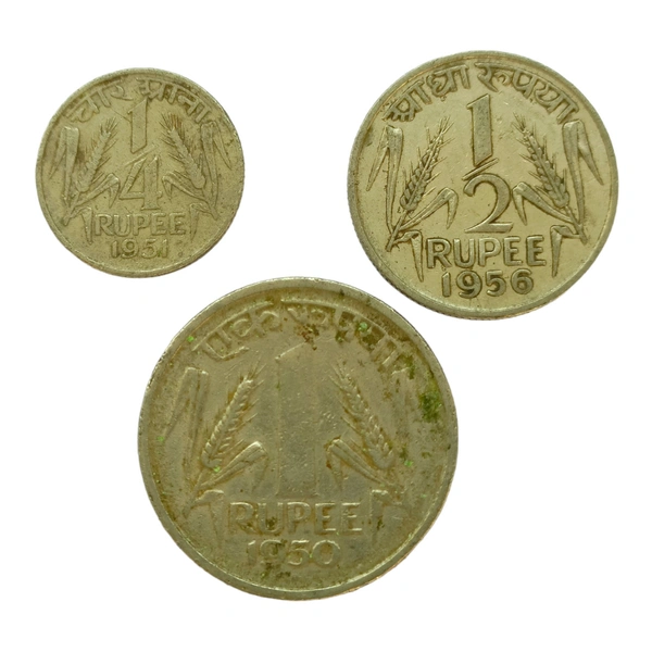 Republic India First Set of 3 Coins (1950's)
