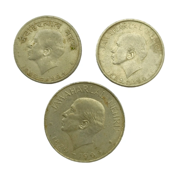 Jawaharlal Nehru 1964 - 3 Different Coins Set