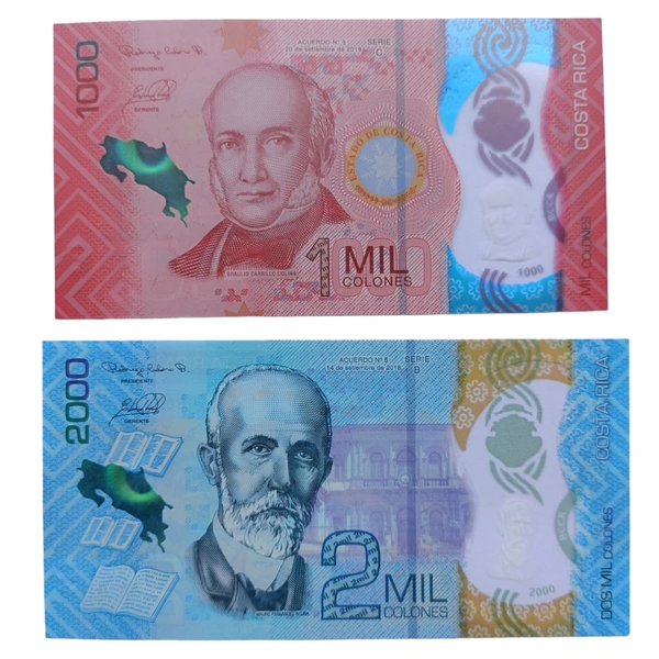 Costa Rica 1000 & 2000 Colones UNC Notes Set