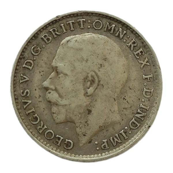 U.K 3 Pence Silver Coin (George 5th King) - 1916