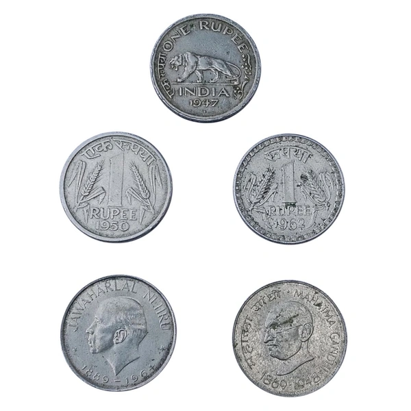 1947 to 1969 1 Rupee (Nickel) Coins Set