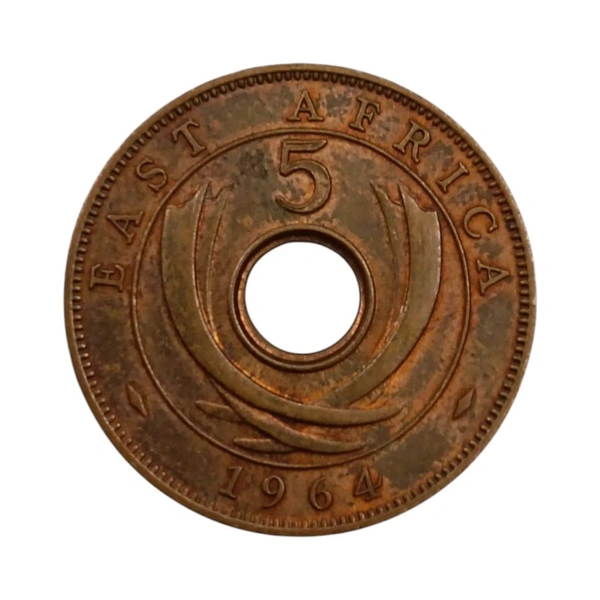 1964 East Africa 5 Cents Coin - Used (XF+)