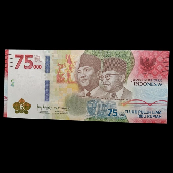2020 Indonesia 75000 Rupiah UNC Commemorative Note - Celebrating 75 Years  Of Independence