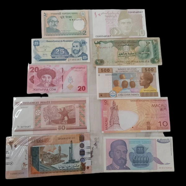 50 Different Countries Currency Notes - 95% UNC Notes (All Foreign Notes Set)