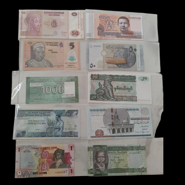 50 Different Countries Currency Notes - 95% UNC Notes (All Foreign Notes Set)