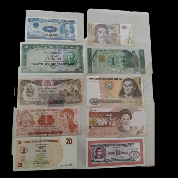 50 Different Countries Currency Notes - 95% UNC Notes (All Foreign Notes Set)