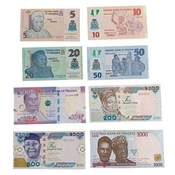 Nigeria Set of 8 Banknotes - All Complete UNC
