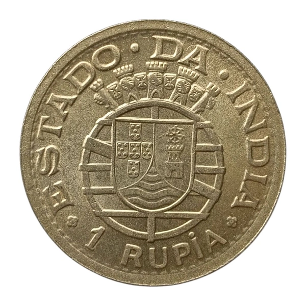 1947 Portuguese India - 1 Rupia Silver Coin - AUNC condition - SCARCE Coin