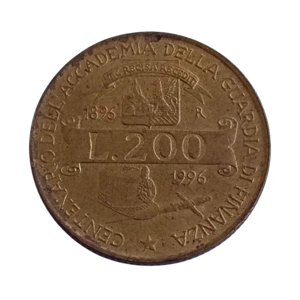 1996 Italy 200 Lire Coin - Academy of "Guardia Di Finanza"