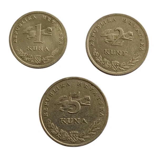 Croatia 1, 2 & 5 Kuna Coins Set