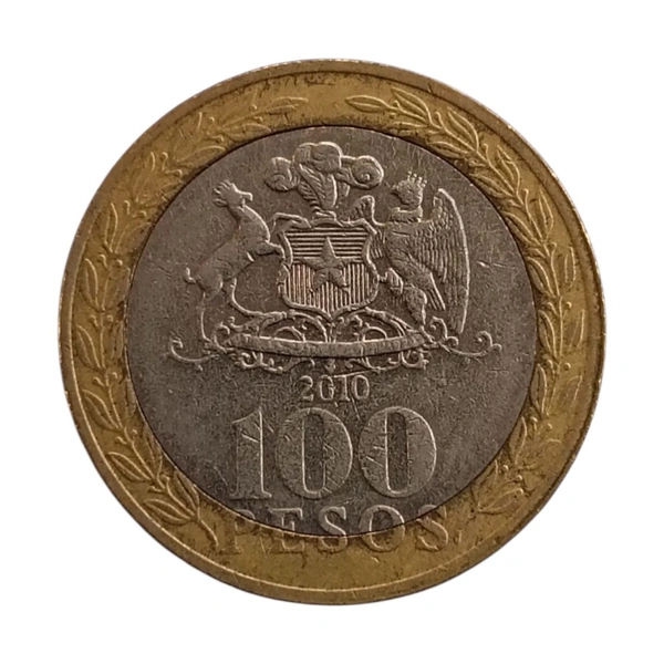 2010 Chile 100 Pesos Bi-metal Coin