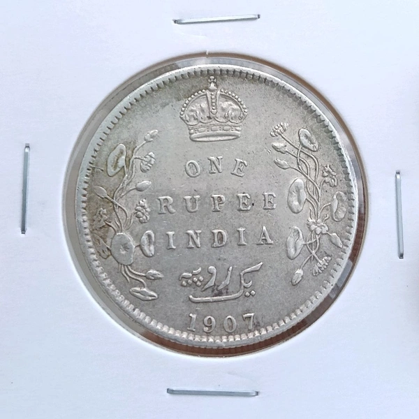 1907 1 Rupee SILVER Coin - Edward 7th King- British Indian Collection