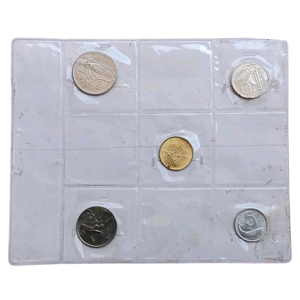 1973 Italy Set of 5 Coins In Transparent Packing 