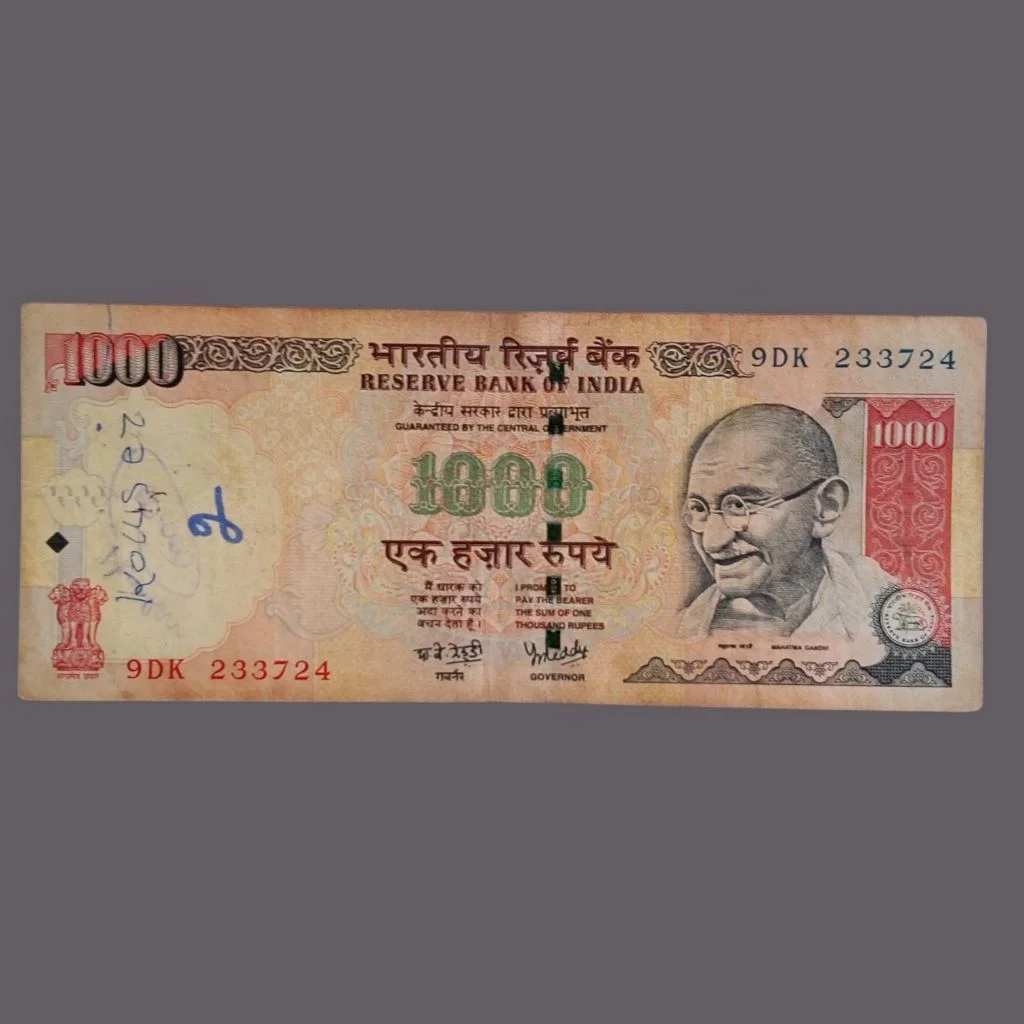 Used Note Old 1000 Rupees - Used Note