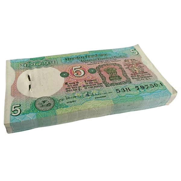 Old 5 Rupees Bundle of 100 Serial Notes - (1990 - 1992) - S. Venkitaramanan - P-80q