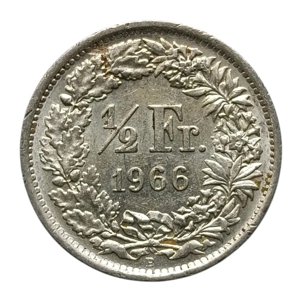 Switzerland Half Franc Silver Coin - 1966