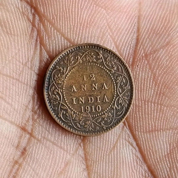 1910 1/12 Anna Coin - Edward 7th King - XF condition