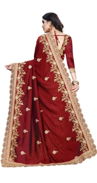 Zora Embroidered Bollywood Silk Blend Art Silk Saree - Maroon
