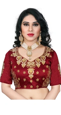 Zora Embroidered Bollywood Silk Blend Art Silk Saree - Maroon