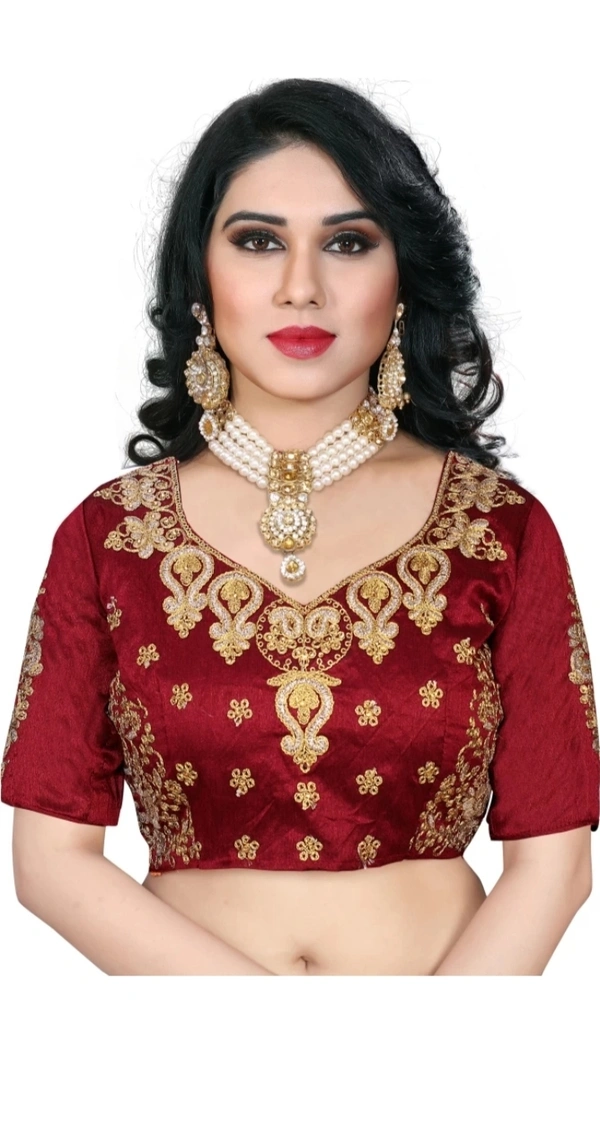 Zora Embroidered Bollywood Silk Blend Art Silk Saree - Maroon