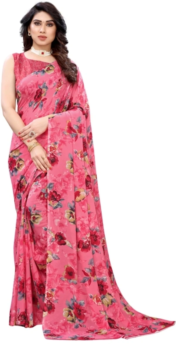 Zora Printed, Floral Print Daily Wear 3 saree - Silver