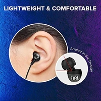 JBL Jbl C100Si Jbl Pure Bass Sound, One Button Multi-Function Remote, Angled Buds Wired In Ear Earphones With Mic For Comfort Fit (Black) - Black