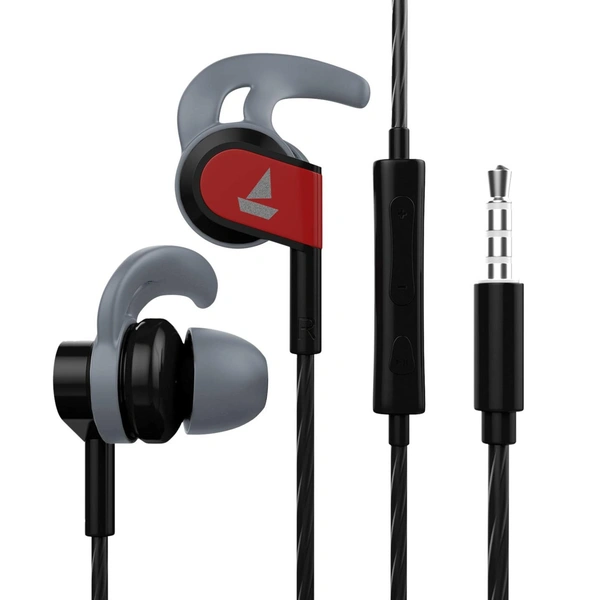 BoAt boAt Bassheads 242 in Ear Wired Earphones with Mic(Active Black) - Red