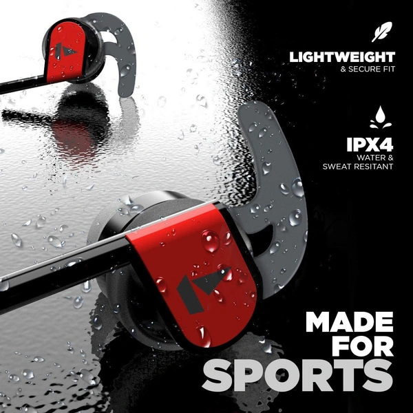 BoAt boAt Bassheads 242 in Ear Wired Earphones with Mic(Active Black) - Red