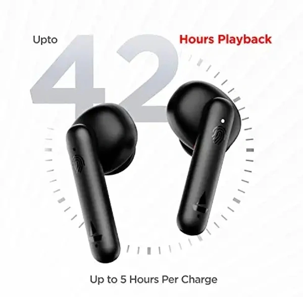 BoAt boAt Airdopes 141 True Wireless Earbuds with 42H Playtime, Beast™ Mode(Low Latency Upto 80ms) for Gaming, ENx™ Tech, ASAP™ Charge, IWP™, IPX4 Water Resistance, Smooth Touch Controls(Bold Black) - Black
