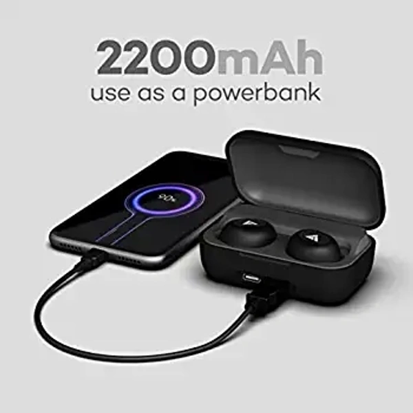 AirBass Boult Audio AirBass PowerBuds with Inbuilt Powerbank, 120H Total Playtime, IPX7 Fully Waterproof, Lightning Boult Type-C Fast Charging, Low Latency Gaming, TWS Earbuds with Pro+ Calling Mic (Black) - Black