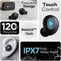 AirBass Boult Audio AirBass PowerBuds with Inbuilt Powerbank, 120H Total Playtime, IPX7 Fully Waterproof, Lightning Boult Type-C Fast Charging, Low Latency Gaming, TWS Earbuds with Pro+ Calling Mic (Black) - Black