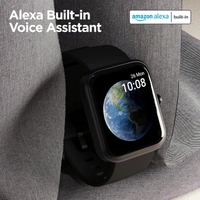 BoAt boAt Xtend Smartwatch with Alexa Built-in, 1.69” HD Display, Multiple Watch Faces, Stress Monitor, Heart & SpO2 Monitoring, 14 Sports Modes, Sleep Monitor, 5 ATM & 7 Days Battery(Charcoal Black) - Black