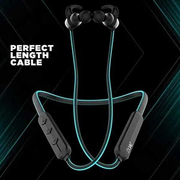 BoAt boAt Rockerz 255F Sports Wireless Headset with Super Extra Bass, IPX5 Water & Sweat Resistance, Qualcomm Chipset and Up to 6H Playback(Ocean Blue) - Black